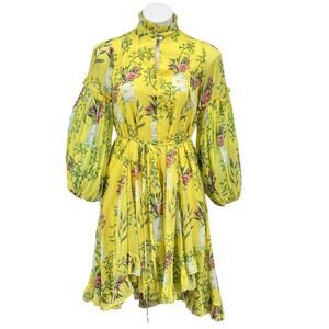 KLEID for Her Women's Ruffle Floral Agatha Dress SZ XS Yellow Cottage Core Bold